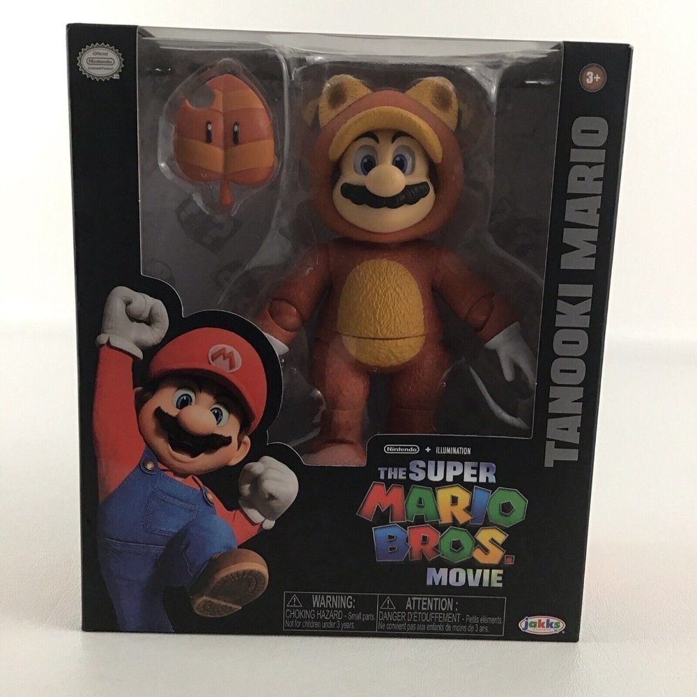 Nintendo The Super Mario Bros Movie Deluxe Action Figure Tanooki Mario Toy New